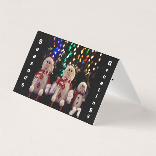 クリスマス雪だるまファミリーオーナメントツリーフォトカード (正面)