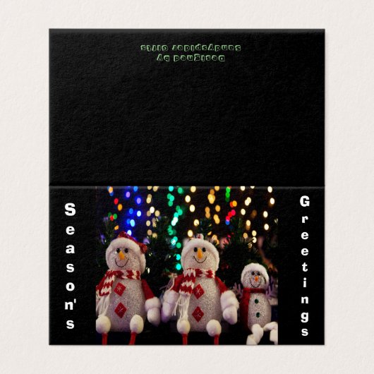 クリスマス雪だるまファミリーオーナメントツリーフォトカード (外部フラット)