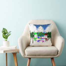 クリスマス雪だるまファミリークッション クッション