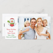 クリスマス雪だるまファミリーフォトカード シーズンカード (正面/裏面)