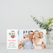 クリスマス雪だるまファミリーフォトカード シーズンカード (スタンド正面)