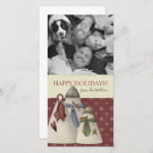 クリスマス雪だるまファミリーフォトカード シーズンカード (正面/裏面)