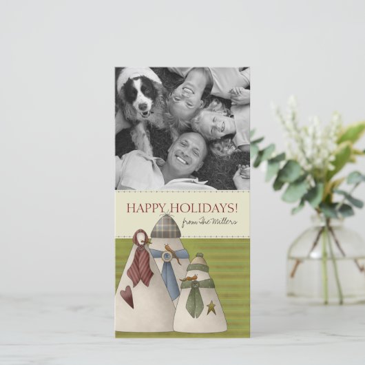 クリスマス雪だるまファミリーフォトカード シーズンカード (スタンド正面)