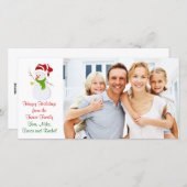 クリスマス雪だるまファミリーフォトカード シーズンカード (正面/裏面)