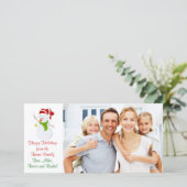 クリスマス雪だるまファミリーフォトカード シーズンカード (スタンド正面)