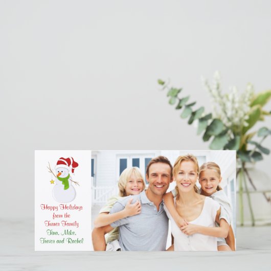 クリスマス雪だるまファミリーフォトカード シーズンカード (スタンド正面)