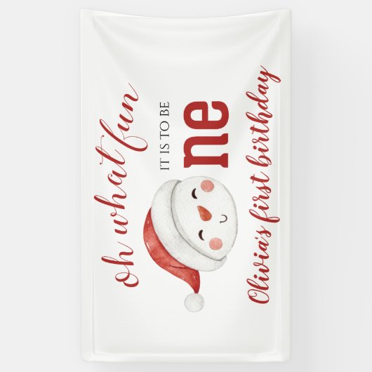 クリスマス雪だるまファースト誕生日 横断幕 (縦)