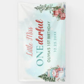 クリスマス雪だるまファースト誕生日 横断幕 (縦)