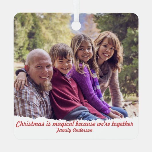 クリスマス雪だるまフォトレトロスクエアオーナメント メタルオーナメント (裏面)