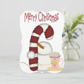 クリスマス雪だるまフラットグリーティングカード カード (スタンド正面)