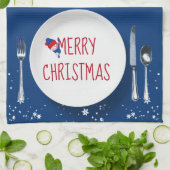 クリスマス雪だるまプレート キッチンタオル (折り畳み)