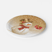 クリスマス雪だるまプレート ペーパープレート (アングル)