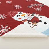 クリスマス雪だるまホットチョコレートとキャンディーケーン シェルパブランケット (3/4)