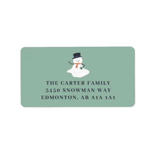 クリスマス雪だるまホリデーおもしろいキュートモダン ラベル (正面)