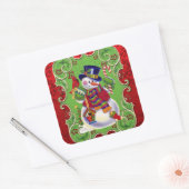 クリスマス雪だるまホリデーおもしろいシール スクエアシール (封筒)