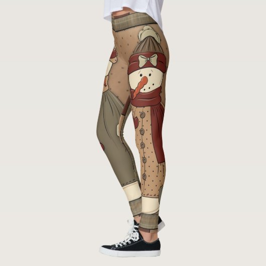 クリスマス雪だるまホリデーおもしろいレギンス レギンス (左)