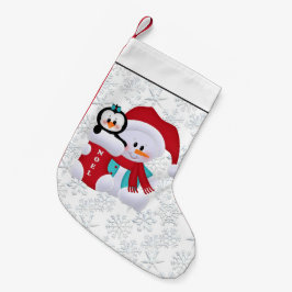 クリスマス雪だるまホリデーストッキングホワイトスノーフレーク スモールクリスマスストッキング