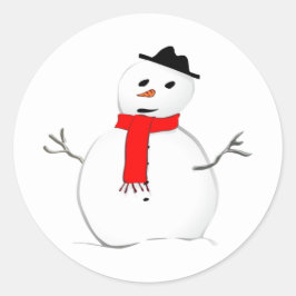 クリスマス雪だるまホリデーレッドスタイリッシュブラック ラウンドシール