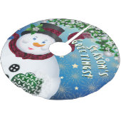 クリスマス雪だるまホリデー ブラッシュドポリエステルツリースカート (アングル)