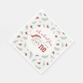 クリスマス雪だるまホリーファースト誕生日 スタンダードランチョンナプキン (角)