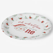 クリスマス雪だるまホリーファースト誕生日 ペーパープレート (アングル)