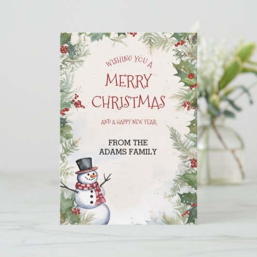 クリスマス雪だるまホリーモミ&スノーシーンファミリー シーズンカード (スタンド正面)
