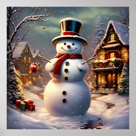 クリスマス雪だるまポスター ポスター (正面)