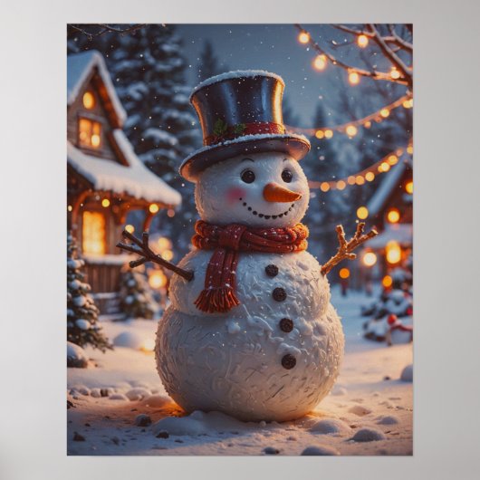 クリスマス雪だるまポスター ポスター (正面)