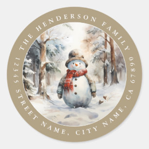 クリスマス雪だるまラウンドスティッカー ラウンドシール