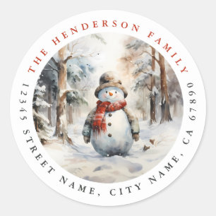 クリスマス雪だるまラウンドスティッカー ラウンドシール