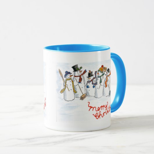クリスマス雪だるまリンガーマグ マグカップ (正面右)