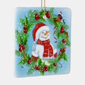 クリスマス雪だるまリース セラミックオーナメント (右)