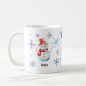 クリスマス雪だるまレッツスノーブルースノーフレーク コーヒーマグカップ (左)