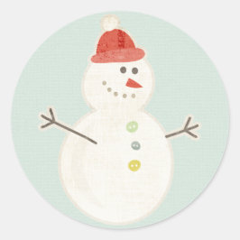 クリスマス雪だるまレトロシール ラウンドシール