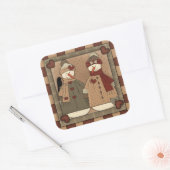 クリスマス雪だるま休日の漫画のステッカー スクエアシール (封筒)