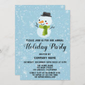 クリスマス雪だるま会社ホリデーパーティホワイトスノー 招待状 (正面/裏面)
