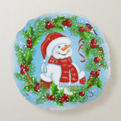 クリスマス雪だるま円枕 ラウンドクッション (裏面)