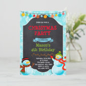 クリスマス雪だるま冬の誕生日招待状 招待状 (スタンド正面)