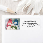 クリスマス雪だるま家族 ラベル (インサイチュ)