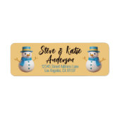 クリスマス雪だるま差出人住所ラベル ラベル (正面)