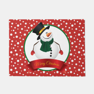 クリスマス雪だるま形式 ドアマット