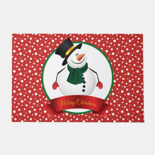 クリスマス雪だるま形式 ドアマット (正面)