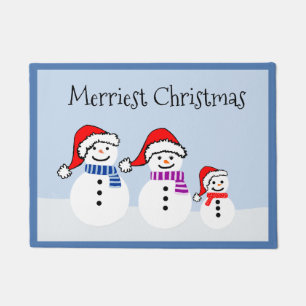 クリスマス雪だるま形式 ドアマット