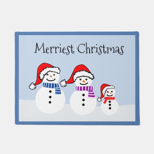 クリスマス雪だるま形式 ドアマット (正面)
