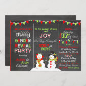 クリスマス雪だるま性別リビール招待状 招待状 (正面/裏面)