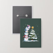 クリスマス雪だるま恋人ツリークリスマス冬パーティー 缶バッジ (正面/裏面)