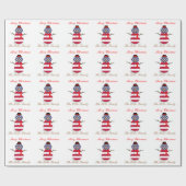 クリスマス雪だるま愛国米国パーソナライズされた旗  ラッピングペーパー (フラット)