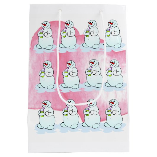 クリスマス雪だるま抱き枕 ミディアムペーパーバッグ (裏面)