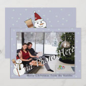 クリスマス雪だるま挨拶 シーズンカード (正面/裏面)