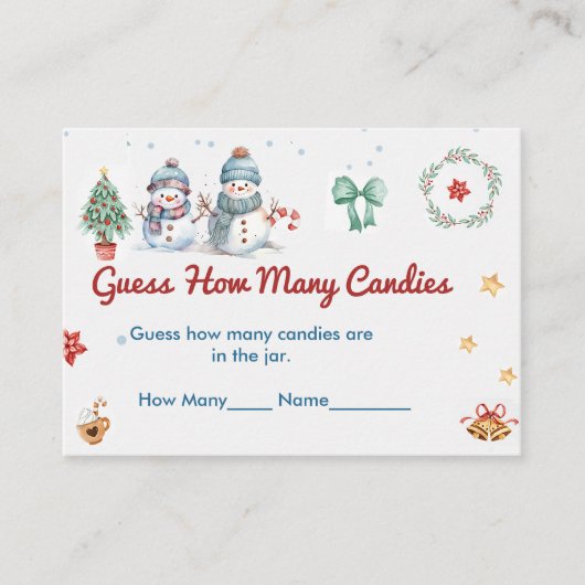 クリスマス雪だるま数を推測 エンクロージャーカード (正面)